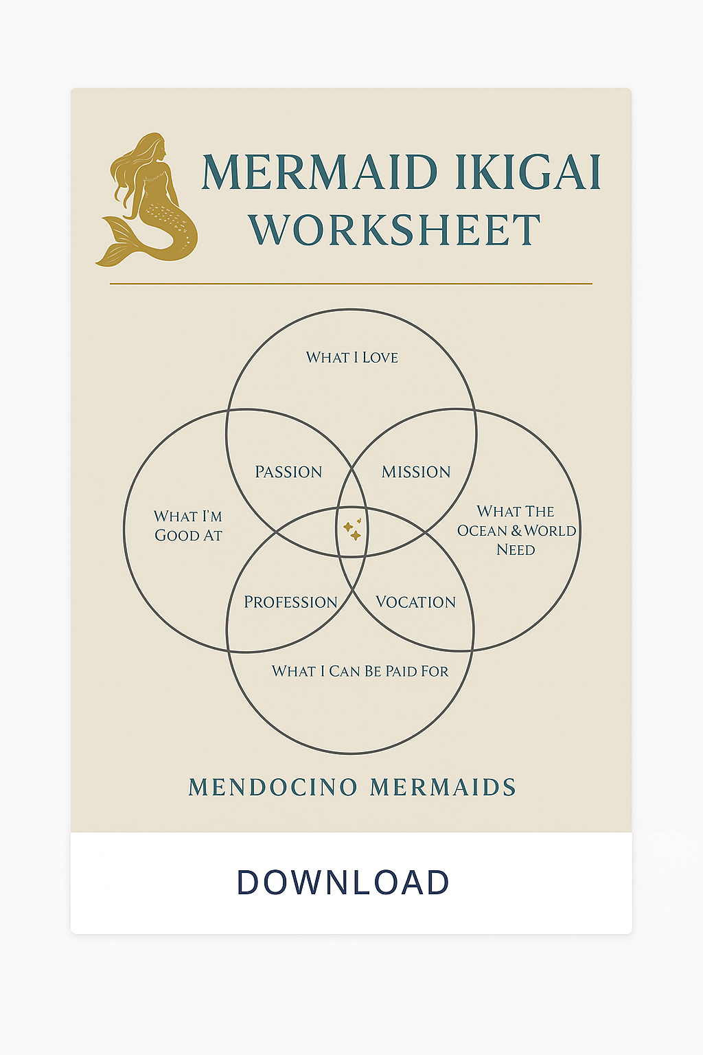 Mermaid Ikigai Worksheet (Free Download)